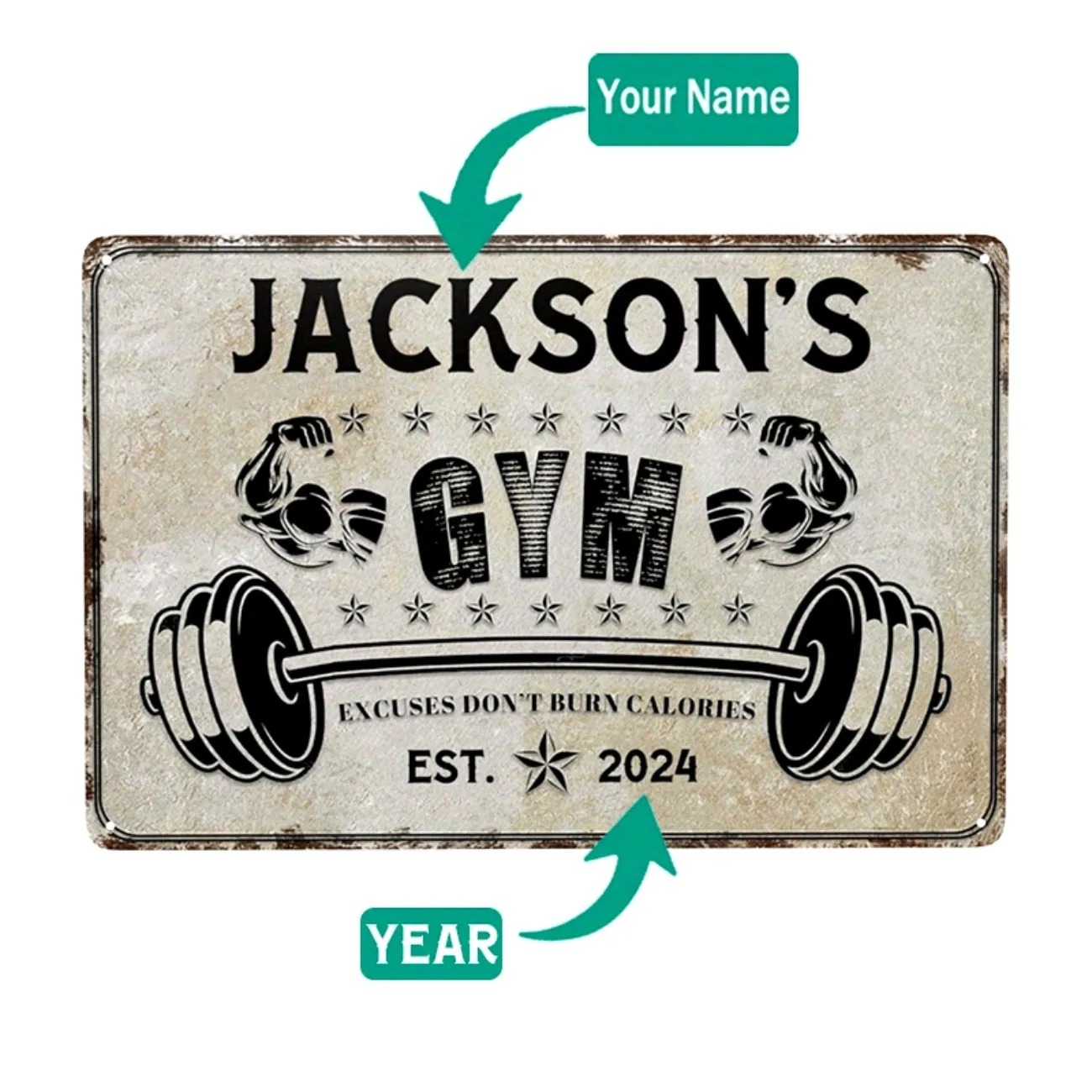 Home Gym Decor - Gym Personalized Metal Sign, Custom Decor