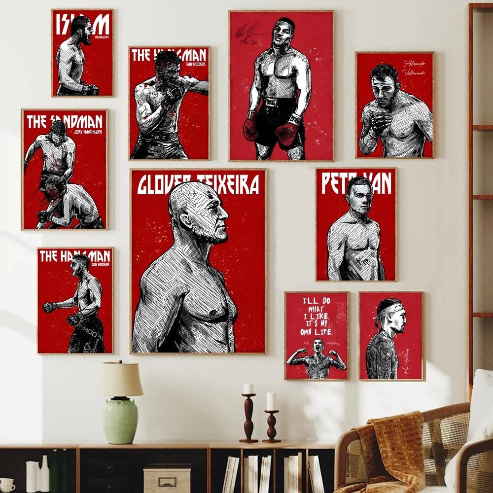 Home Gym Decor - Combat Athlete Paper Poster Grunge Fighter