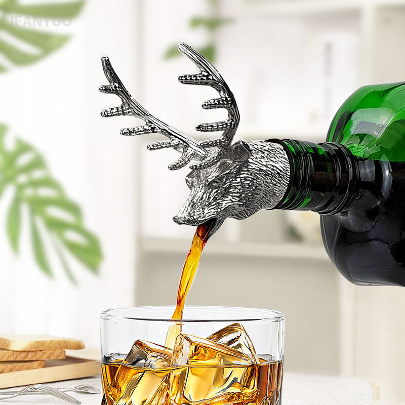 Zinc Alloy Deer Head Wine Pour - Head Racket Boom 评论和价格