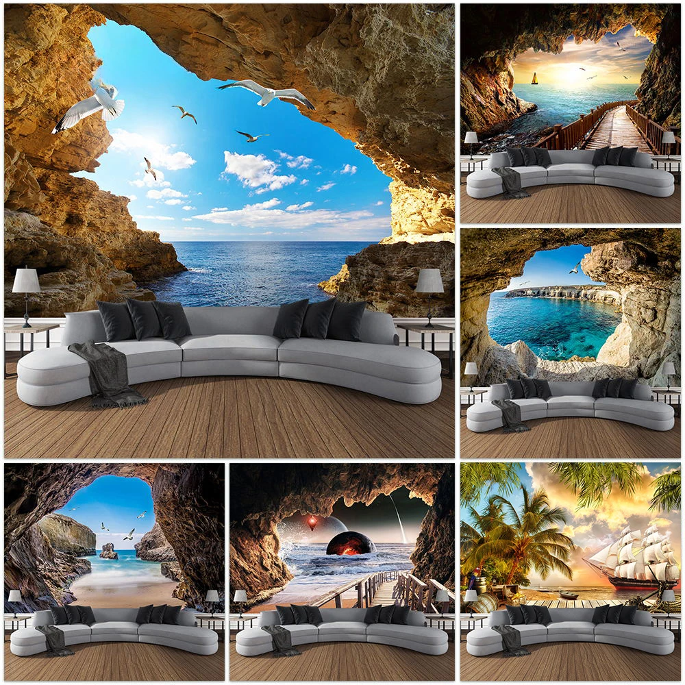 Mountain Cave Landscape Tapest - Home Gym Decor 评论和价格