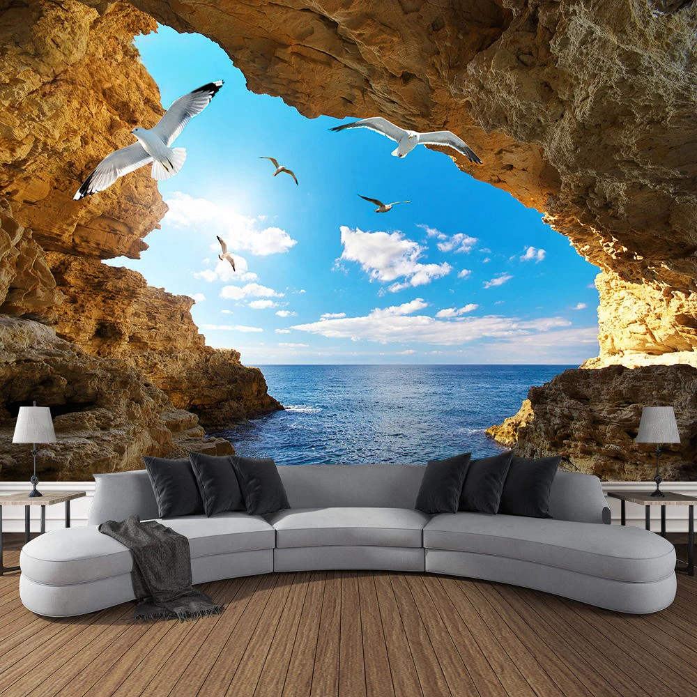 Mountain Cave Landscape Tapest - Home Gym Decor 评论和价格