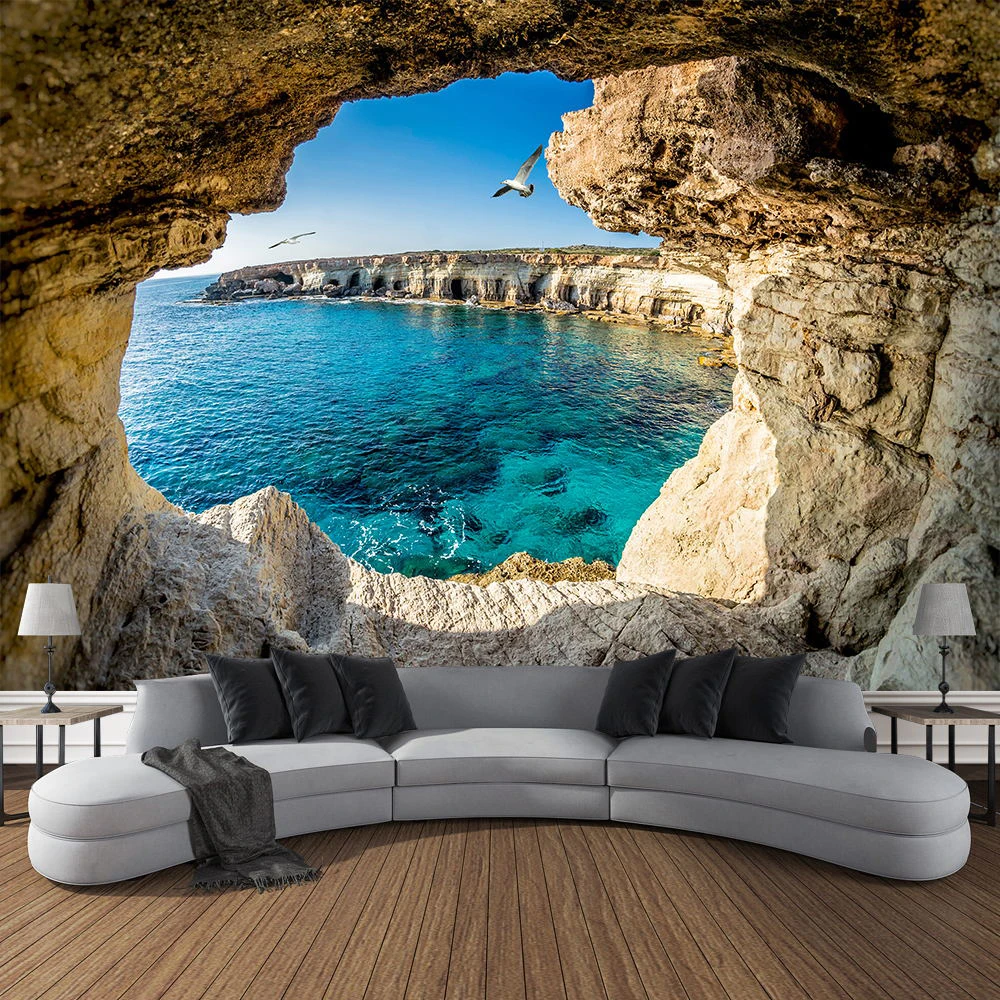 Mountain Cave Landscape Tapest - Home Gym Decor 评论和价格